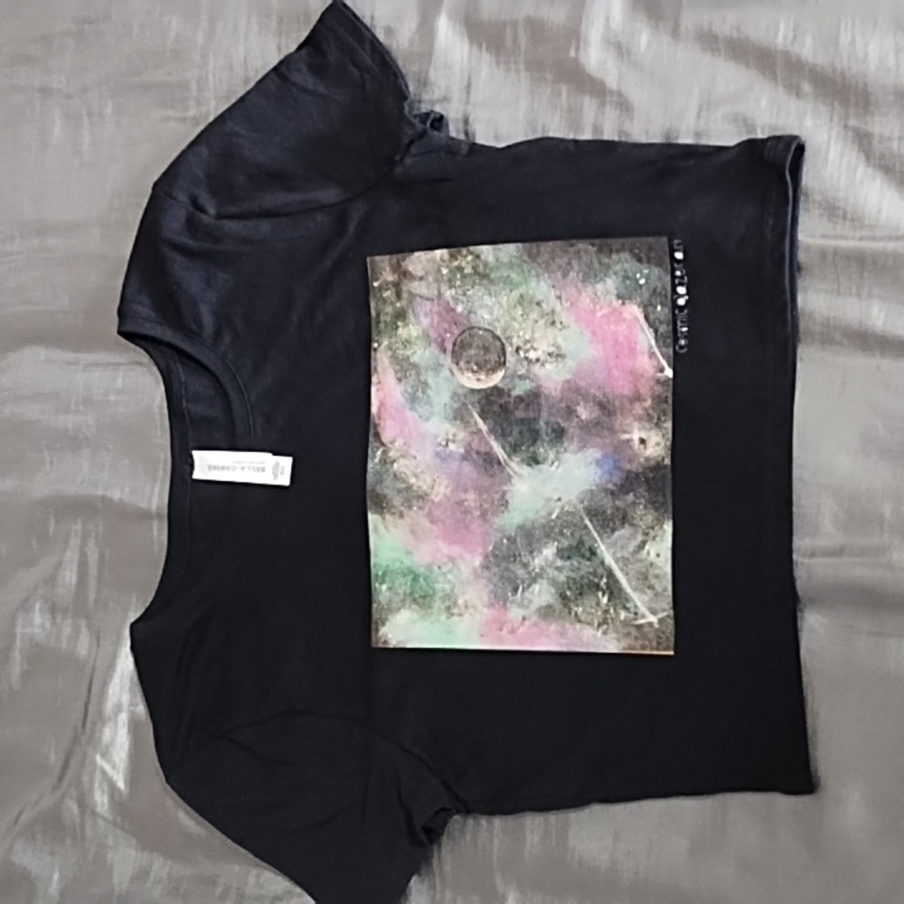 NEW Cosmic Gazer Art shooting stars cropped women's T-shirt XS/S unworn